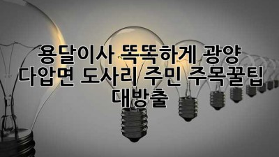 용달이사🚚 똑똑하게! 광양 다압면 도사리 주민 주목✨꿀팁 대방출🍯